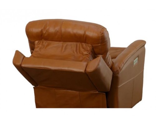 View Swivel Power Recliner with Power Headrest and Lumbar Caramel