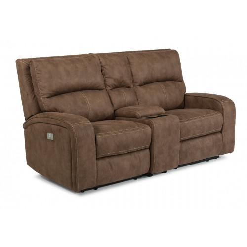 Nirvana Power Reclining Loveseat with Console & Power Headrests