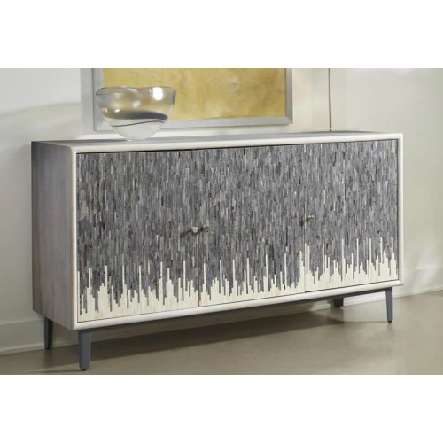 Kai Grey & White Bone Inlay 3 Door Credenza