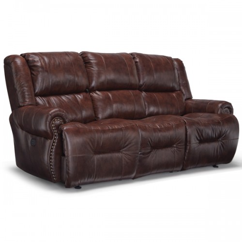 Genet Leather Power Reclining Sofa W/ Power Headrest & Flip Down Console