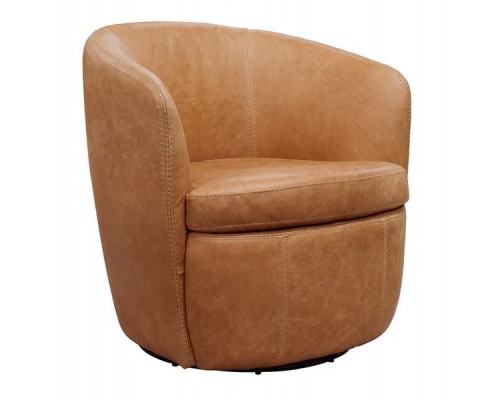 BAROLO Vintage Saddle Swivel Club Chair