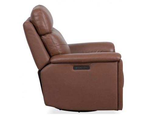 Refined Hickory Perfect Match Power Swivel Gliding Recliner with Power Headrest & Lumbar