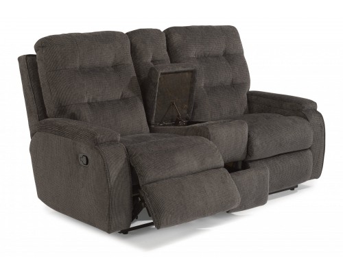 Kerrie Fabric Reclining Loveseat with Console