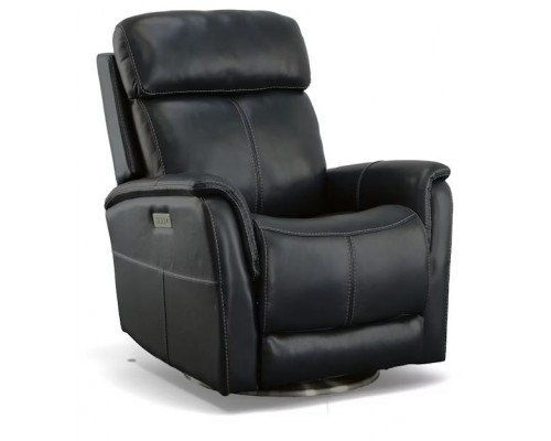 View Swivel Power Recliner with Power Headrest and Lumbar Blue