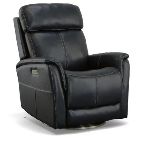 View Swivel Power Recliner with Power Headrest and Lumbar Blue