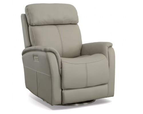 View Swivel Power Recliner with Power Headrest and Lumbar Grey